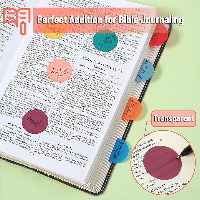 Mr. Pen- Transparent Sticky Note Set, 560Sheets, Colorful, Round Transparent Sticky Notes Set, Stocky Notes for Bible Journaling