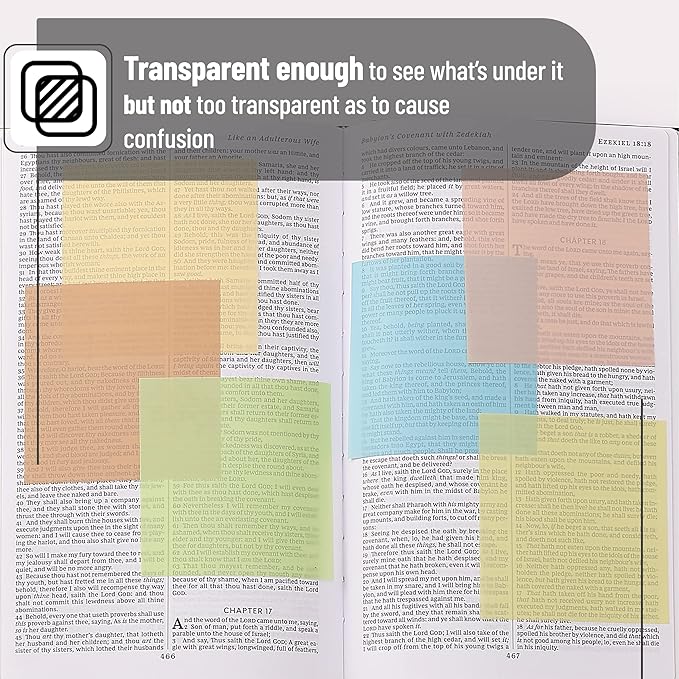 Mr. Pen- Transparent Sticky Notes, 3”x3”, Vintage Colors, 12 Pads, 600 Sheets, Bible Journaling Sticky Notes, See Through Sticky Notes, Translucent Sticky Notes, Stocky Notes for Bible Journaling