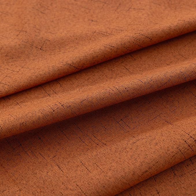 KOUFALL Burnt Orange Curtains 2 Panels Retro Linen Blackout Colorful Mid Century Modern Bohemian Curtains for Living Room Bedroom 84 Inch Long