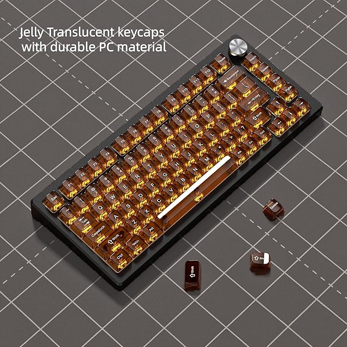 dagaladoo Clear keycaps,Transparent Keyboard keycaps,Jelly Key caps Set,Shine Through keycap，MDA Profile Keyboard caps for Mx Switches Mechanical Keyboard(Brown)