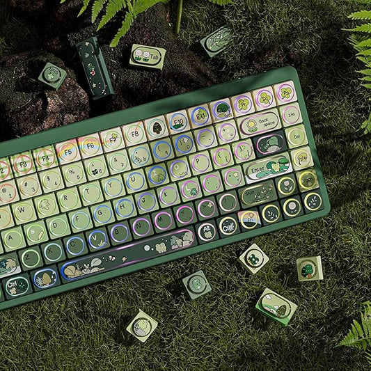 Keymatic Green Frog Keycap Set, PBT Custom Keycaps,131 Cute Keycaps for Mechanical Keyboard, MOA Profile for Mechanical Keyboard Compatible with ANSI/ISO,TKL, Full-Sized Layout(Only Key Cap)