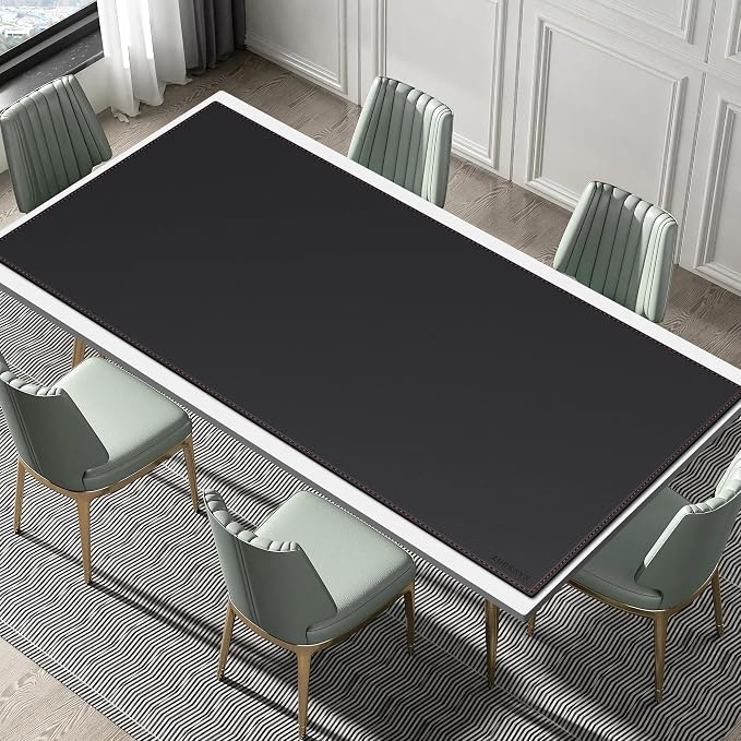 ZORESYN Extra Large Desk Mat 74.8"x35.4" Waterproof PU Leather, Non-Slip Suede Base, Stitched Edge, Desk Blotter Writing Mat for Home Office Gaming, Black