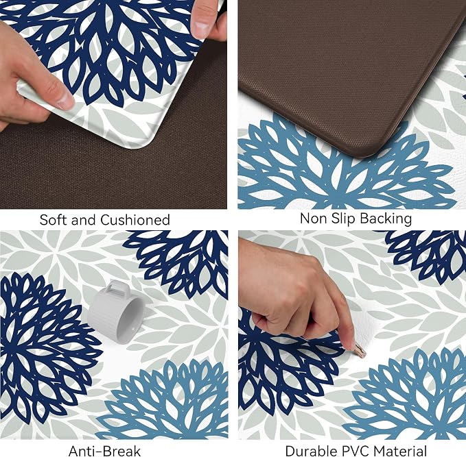 Kitchen Mats Set of 2 Cushioned Anti Fatigue Kitchen Rugs Non Slip Waterproof Kitchen Runner Memory Foam Kitchen Floor Mat Comfort Standing Mat for Sink,Office,Laundry,17.3 x 28 inch + 17.3 x 47 inch