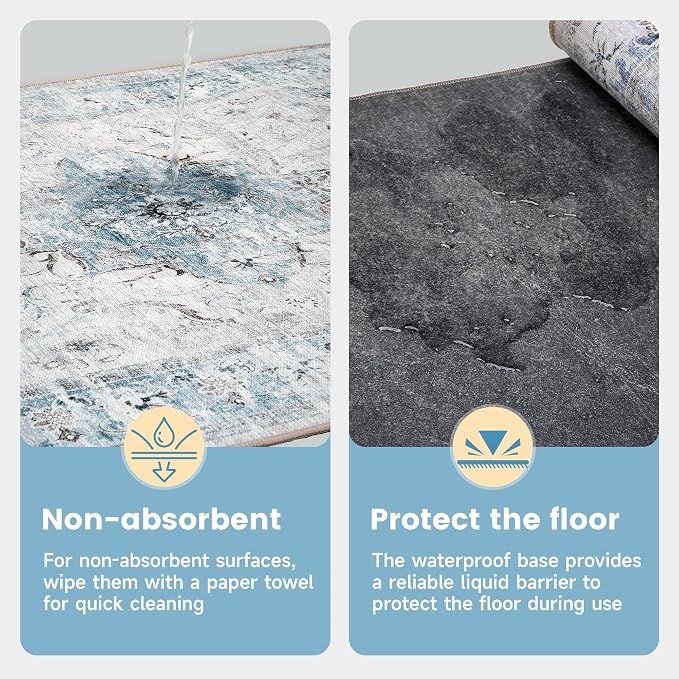 Office Chair Mat for Hardwood Tile Floor, 36"x48"Anti-Slip Under Desk Carpet Protector for Rolling Computer Chair Mat, Machine Washable Office Area Carpet (Chenille,Light Blue)