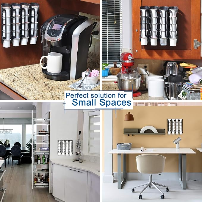 STORAGENIE Coffee Pod Holder Side Mount K Cup Pods Organizer compatible with Keurig Coffee Makers, Space Saving Kcup Storage, Perfect for Small Counters (3 Pack/For 15 K-Cups, Black)