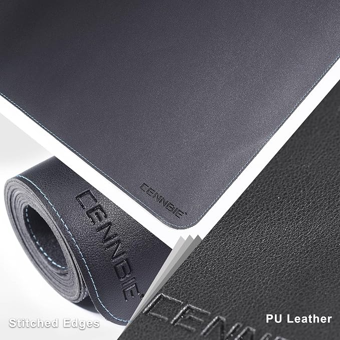 CENNBIE Leather Desk Mat, 59” x 23.6” Extra Large Desk Pad Blotter Protector, Extended Non-Slip Mouse Pad, Waterproof PU Leather Desk Mat on top of desks Large for Office and Home (Black)