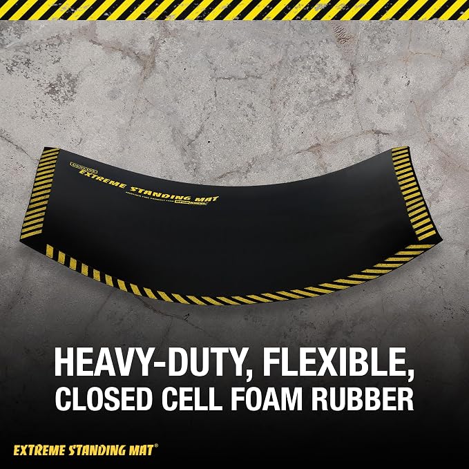 3’ x 7’ Black 1” Thick | Anti Fatigue Mats for Standing | Industrial Antifatigue Mat with Safety Stripes | Anti Fatigue Mat for Work & Workplace