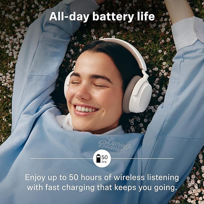 Sennheiser ACCENTUM Wireless Bluetooth Headphones – Hybrid ANC Noise Cancelling, 50‑Hour Battery, Lightweight Over‑Ear Design, Clear Calls, Travel & Work Headset, White