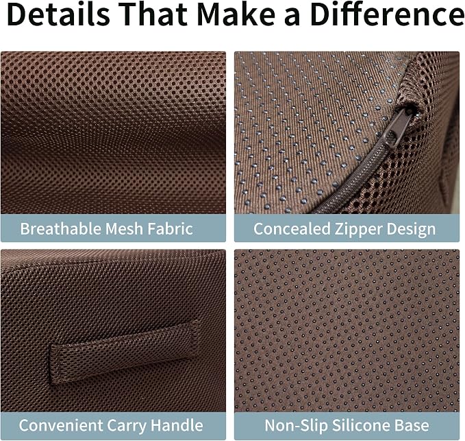 6" Extra Thick Memory Foam Office Chair Cushion – 2-Layer Booster Seat for Back & Tailbone Pain Relief, 18 x 16 x 6in Non-Slip Cushion with Carry Handle for Wheelchair, Car, and Airplane