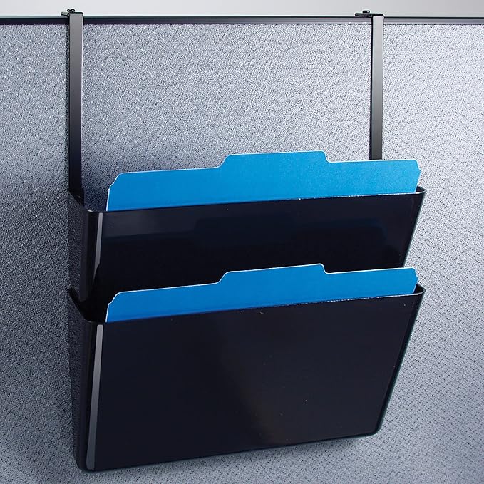 Officemate Universal Partition Hanger Set, Adjusted to fit panels with 1 1/4 inch to 3 1/2 inch thickness, Metal Black (21460), 7"