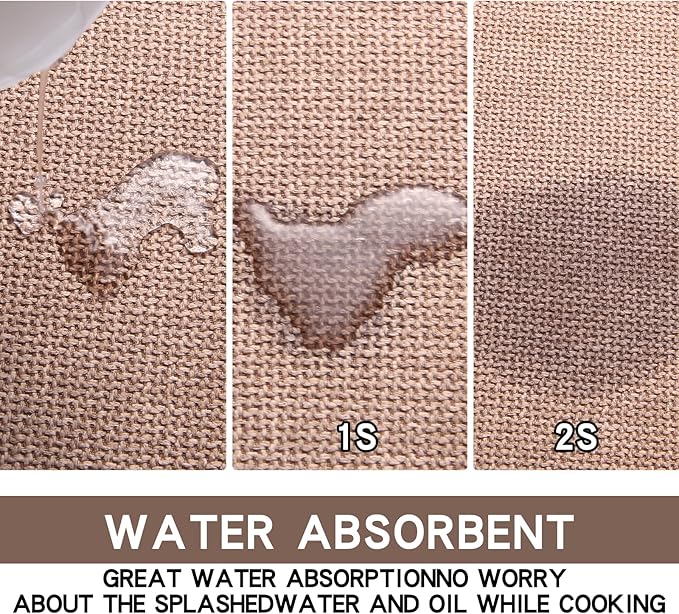 Kitchen Mat Set of 2 PCS, Cushioned Non Slip Rugs for Kitchen Floor, Absorbent Runner Comfort Standing Mats Washable for Kitchen, Office, Home (Camel, 17.3"x47"+17.3"x30")