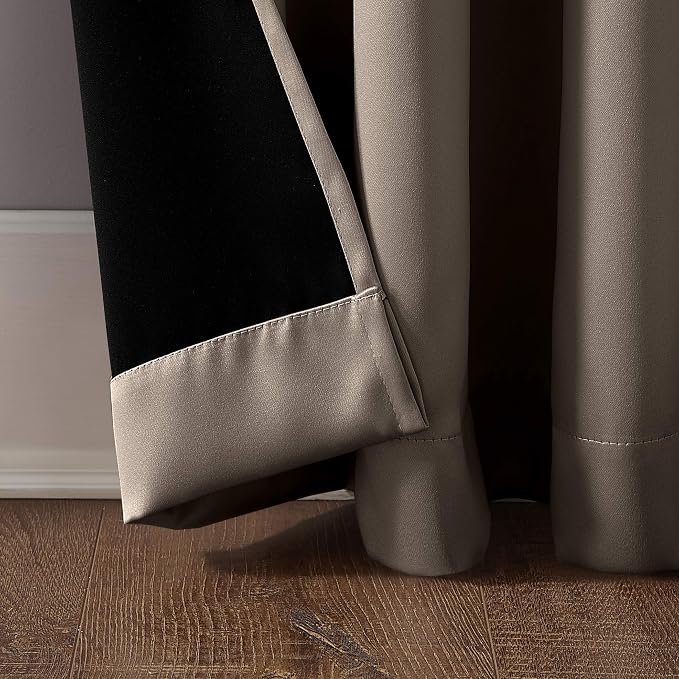 Sun Zero Nordic Theater Grade Extreme 100% Blackout Grommet Curtain Single Panel, 52" x 84", Taupe