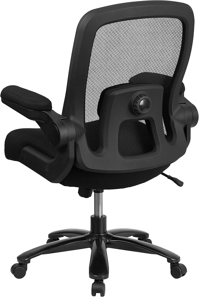 Flash Furniture Big & Tall Mesh Swivel Office Chair, Black | Mesh Back, Lumbar and Back Support, Flip-Up Arms
