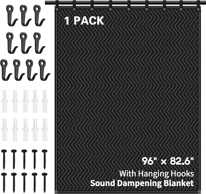 Large Sound Dampening Blanket,96" x 80" Sound Absorbing Studio Blanket,Noise Cancelling Studio Acoustic Blanket Curtain/Light Blocker/Moving Blanket