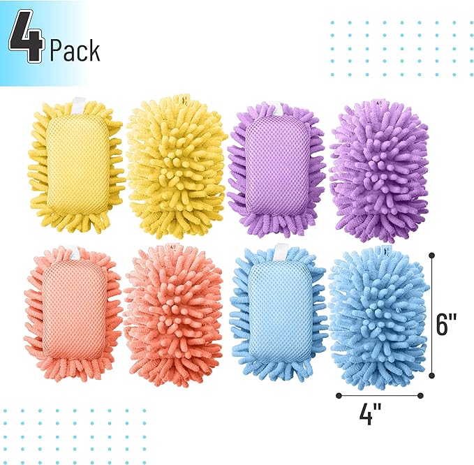 Mr. Pen- Magnetic Microfiber Shag Whiteboard Erasers, 4" x 6", 4 Pack, Dual Surface, Washable Large Dry Erase Board Cleaner for Chalk, Marker, Classroom, Office, Home