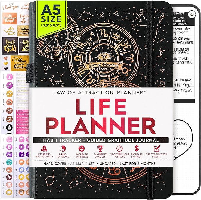 90-Day Goal Planner with Daily Journal, Gratitude & Habit Tracker | Daily Planner, Productivity, Time blocking, Manifestation & Affirmations with Vision Board, Gratitude Journal for Women & Men