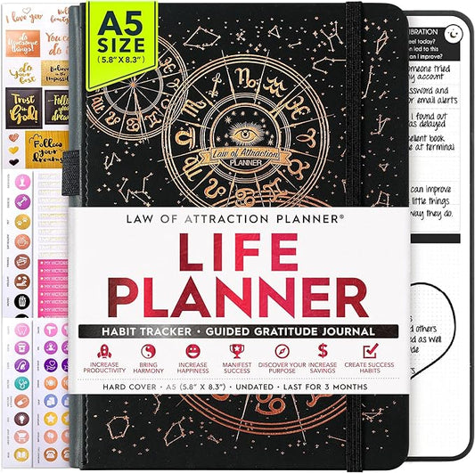 90-Day Goal Planner with Daily Journal, Gratitude & Habit Tracker | Daily Planner, Productivity, Time blocking, Manifestation & Affirmations with Vision Board, Gratitude Journal for Women & Men