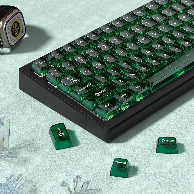 dagaladoo Clear keycaps,Transparent Keyboard keycaps,Jelly Key caps Set,Shine Through keycap，MDA Profile Keyboard caps for Mx Switches Mechanical Keyboard(Dark Green)
