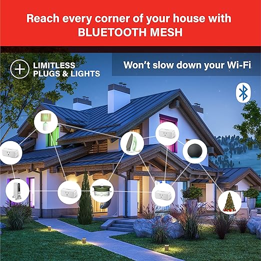 Sengled Smart Plug, S1 Auto Pairing with Alexa Devices, Energy Monitoring, Smart Outlet Remote Control, 15A Smart Socket, 1800W, Timer & Schedule, Bluetooth Mesh Smart Home, No Hub Required, 2-Pack