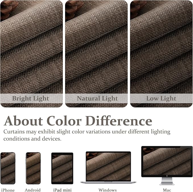 Blackout Dual Layer Thick Linen Room Divider Curtains 78 Inches Long, Dark Flax Memory Trained Pinch Pleated Noise Cancelling Insulated Rustic Windows Drapes Brown Colored Privacy Curtain 2 Panels Set