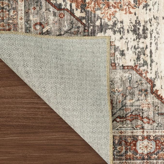 RUUGME Washable 8x10 Area Rugs - Large Rugs for Living Room Stain Resistant Carpet Vintage Rugs for Bedroom with Non Slip Backing Home Decor Floor Decoration Mat (8x10 Brick)