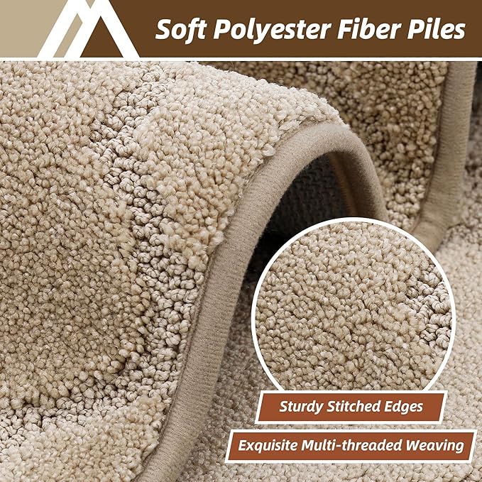 COSY HOMEER Kitchen Rugs 20"x32"/20"x48" Non-Slip Washable Kitchen Mats for Floor Absorbent Kitchen Carpet Soft Rugs for Kitchen,Sink Mat,Entrance,Area Rug,Warm Beige