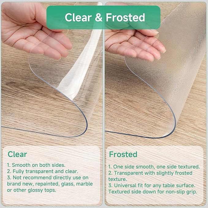 NATRKE Clear Desk Mat Pad, 35.4"x19.7" Large Transparent Computer Desk Mat Plastic Desktop Protector, PVC Writing Pad with Round Edge, Waterproof Wipeable Non-Slip Table Protector for Home Office