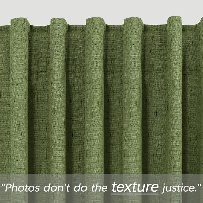KOUFALL Olive Green Retro Mid Century Modern Curtains for Office,Boho Linen Blackout Curtains for Dining Room,Cortinas para Sala Elegantes