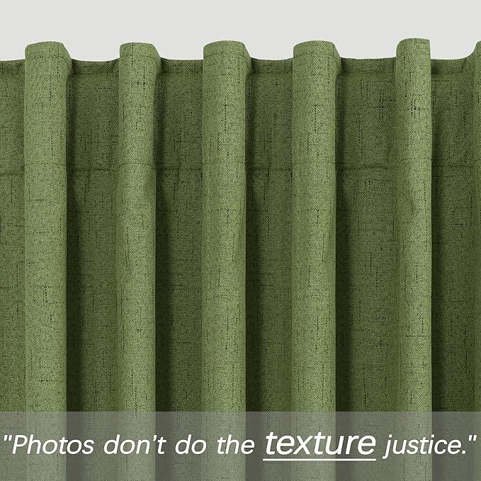 KOUFALL 92 Inch Blackout Curtains,Boho Olive Green Pleated Curtains for Bedroom Living Room 93 in Long 2 Panels Set