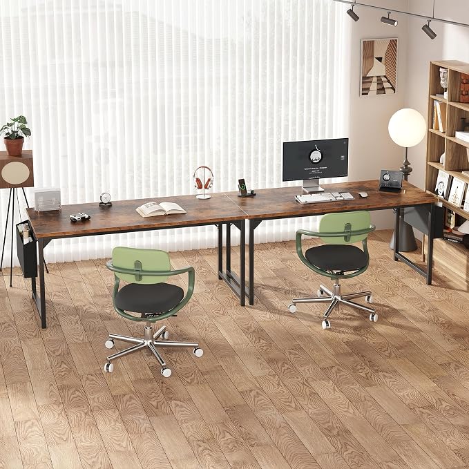 OLIXIS 63 Inch Computer Desk for Home Office, Writing Study Craft Gaming Table, Modern Computer Workstation with Storage Bag and Headphone Hook for Bedroom Small Spaces, Rustic Brown