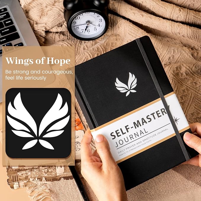 Yoment Gratitude Journal for Men 13-Week Guided Productivity 5 Minute Daily Journal with Prompts for Mindfulness, Mental Health & Productivity - Guided Self Care Gift, Black