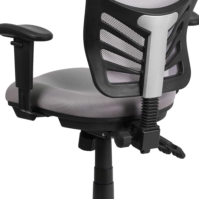 Flash Furniture Nicholas Mid-Back Swivel Office and Gaming Chair, Ergonomic Mesh Office Chair with Adjustable Lumbar Support and Height, Gray