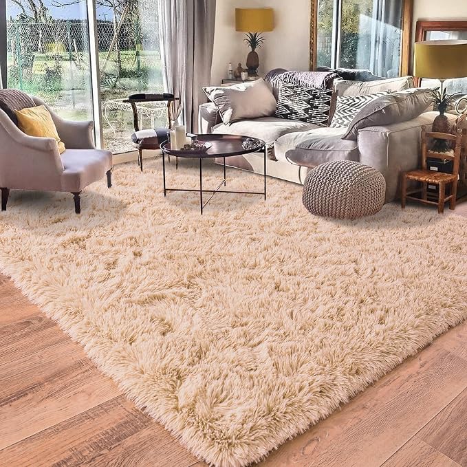 Rugs for Living Room 6x9, Soft Shaggy Modern Shag Area Rug for Bedroom, Upgrade Non-Slip Plush Fluffy Carpet for Kids Boys Girls Room Home Decor Aesthetic, Camel