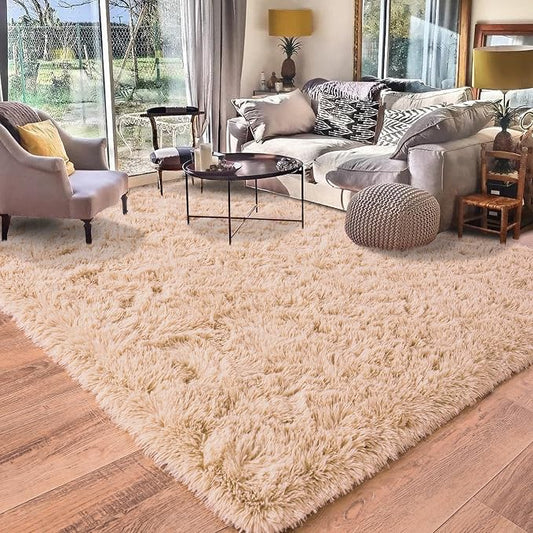 Camel Rugs for Bedroom, Soft Shaggy Modern Shag 4x6 Area Rug for Living Room, Upgrade Non-Slip Plush Fluffy Carpet for Kids Boys Girls Room Home Decor Aesthetic