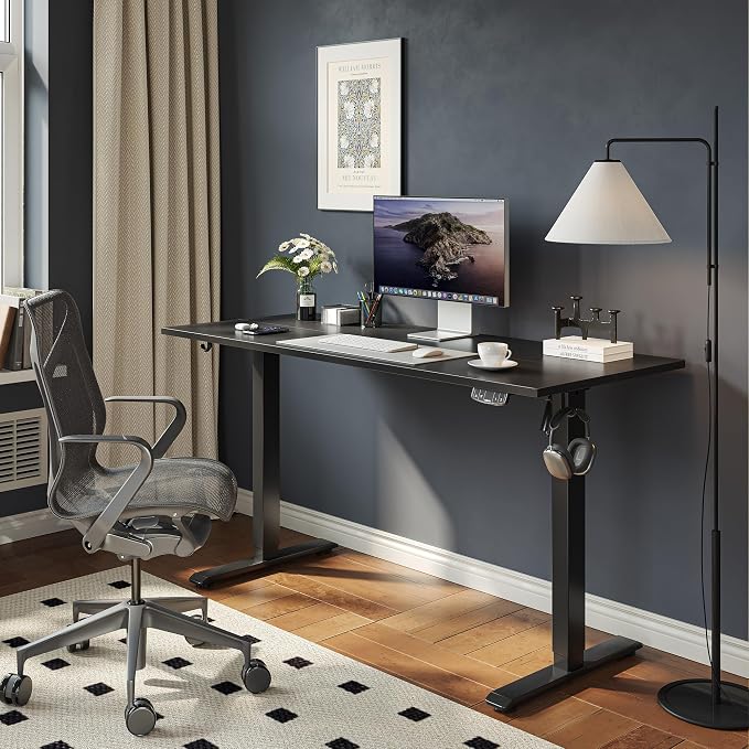 Agilestic Electric Standing Desk, 48 x 24 Inches Height Adjustable Desk, Sit Stand up for Work Office Home, Ergonomic Rising Computer Table with Memory Preset, Black