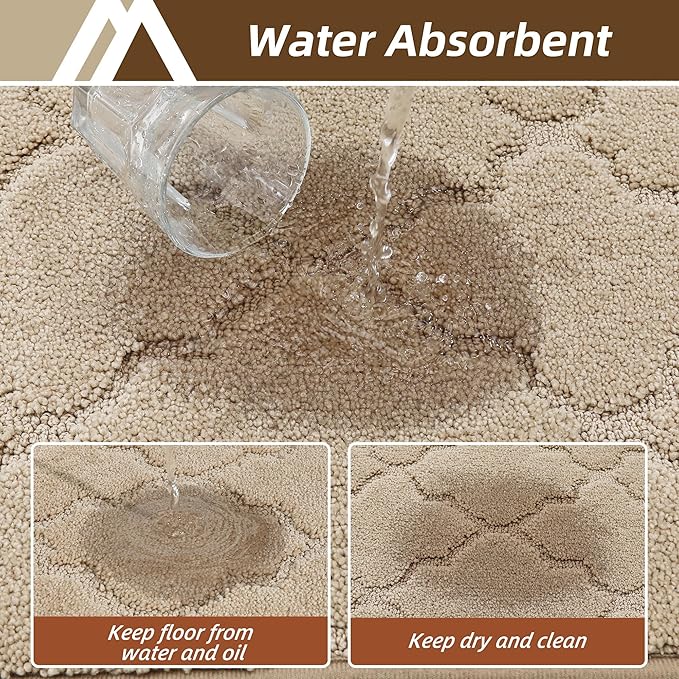 COSY HOMEER Kitchen Rugs 20"x32" Washable Non Slip Kitchen Mats for Floor Absorbent Kitchen Carpet Soft Rugs for Kitchen,Sink Mat,Entrance,Area Rugs,Warm Beige