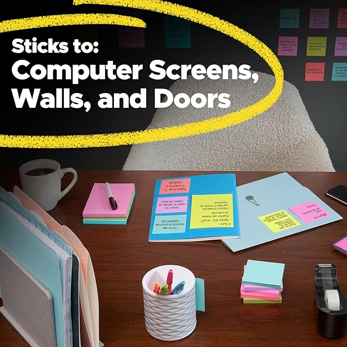 Post-it Super Sticky Notes, 3 Sticky Notes Pads, 3 x 3 in., School Supplies and Oﬃce Supplies, 2X the Sticking Power, Neutrality Collection (Pack of 5)