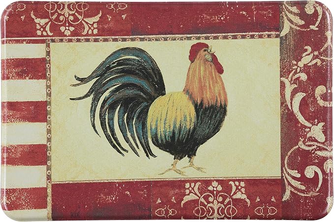 J&V TEXTILES Anti Fatigue Cushioned Comfort Mat, Ergonomically Durable, Supportive, Padded, Thick and Washable, Stain-Resistant, Kitchen, Garage, Office Standing Desk Mats (Rooster)*