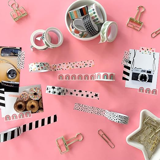 Washi Tape Set of 12 Rolls of 15 mm Wide Cute Decorative Washi Tape for Journaling, Scrapbook, Washy Crafts, Bullet Journals, Planners, DIY Décor, Craft Supplies For Adults & Kids (Tranquility)