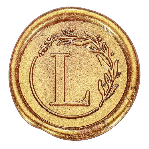 Yoption Letter Wax Seal Kit, Vintage Initial Alphabet L With Wreath Stamp and 120 Antique Gold Seal Beads