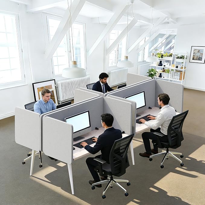 Desk Privacy Panel 24 x 60 Inch, Sound Absorbing & Proof Desk Divider for Office, Clamp-on/Screw-on Acoustic Desk Back Panel Partition, Gray