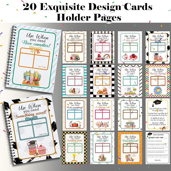 College Survival Gift Card Book 8 x 6 Inch 20 Pages Giftcard Booklet Holders, College Survival Kit Gift Card Book 2026, High School Graduation Gifts for Students Him Her Boys Girls