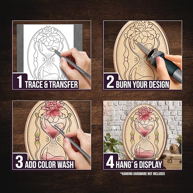 ArtSkills Wood Burning Kit for Beginners, Deluxe Pyrography Wood Engraving Art Set with Burner Pen, Stencils, Watercolor Paints, DIY Tools for Adults and Kids, 48 Pieces