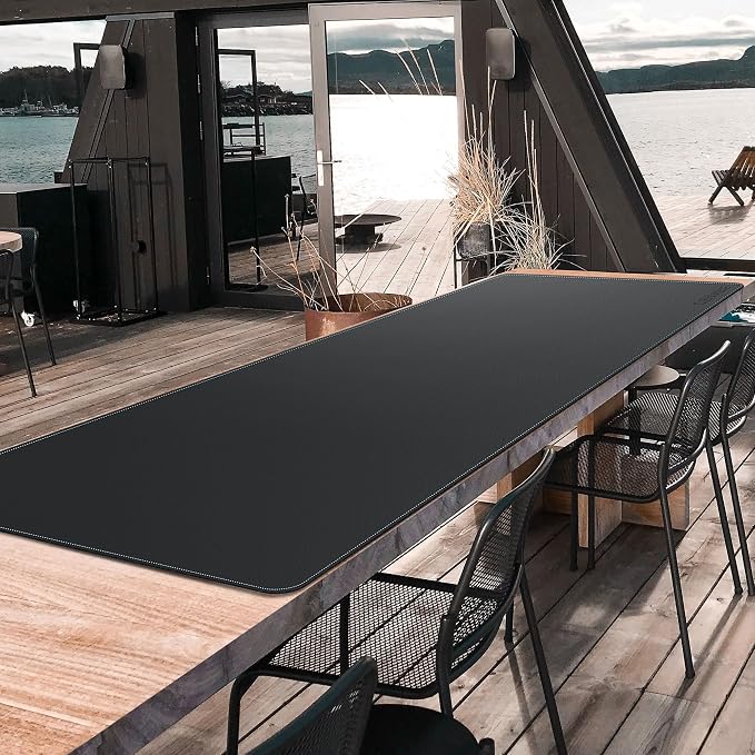 CENNBIE Leather Desk Mat, 59” x 23.6” Extra Large Desk Pad Blotter Protector, Extended Non-Slip Mouse Pad, Waterproof PU Leather Desk Mat on top of desks Large for Office and Home (Black)