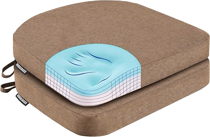 Nordjager Chair Cushions for Dining Chairs, 2 Pack Memory Foam Cushion | 2.5" Thick Chair Cushion; Waterproo Surface with 17" x 16" Size for Kitchen & Dining Chairs, Secure Ties and Washable Cover.