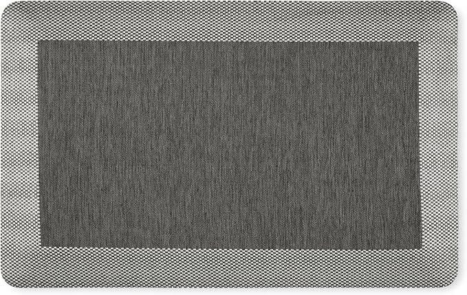 MARTHA STEWART Mira Modern Heathered Solid Anti-Fatigue Air-Infused Kitchen Mat, Black, 19.6"x32"