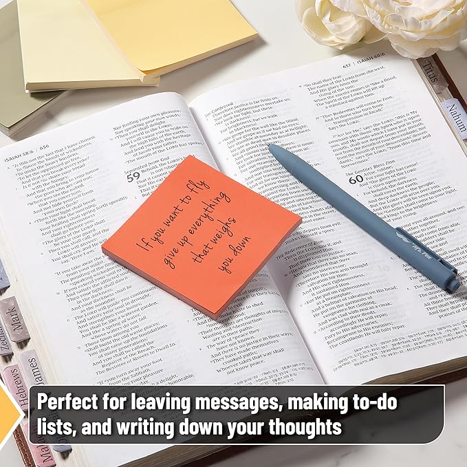 Mr. Pen- Sticky Notes, 3”x3”, 12 Pads, 600 Sheets, Retro Colors Sticky Notes 3x3, Stocky Notes for Bible Journaling