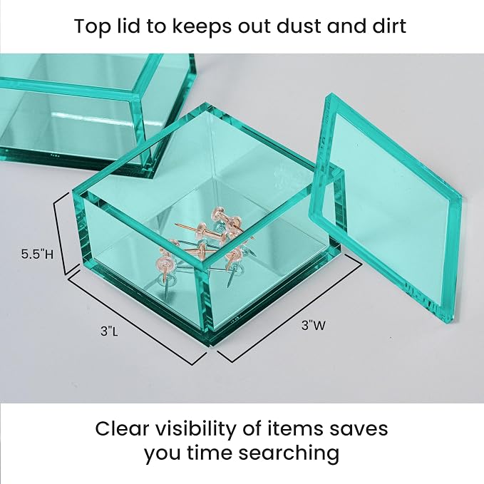 3-Tier Stackable Acrylic Holder, Green with Silver Metal Base | Stylish desk organizer and storage for office or home, Transparent square design, Functional and elegant desk accessories
