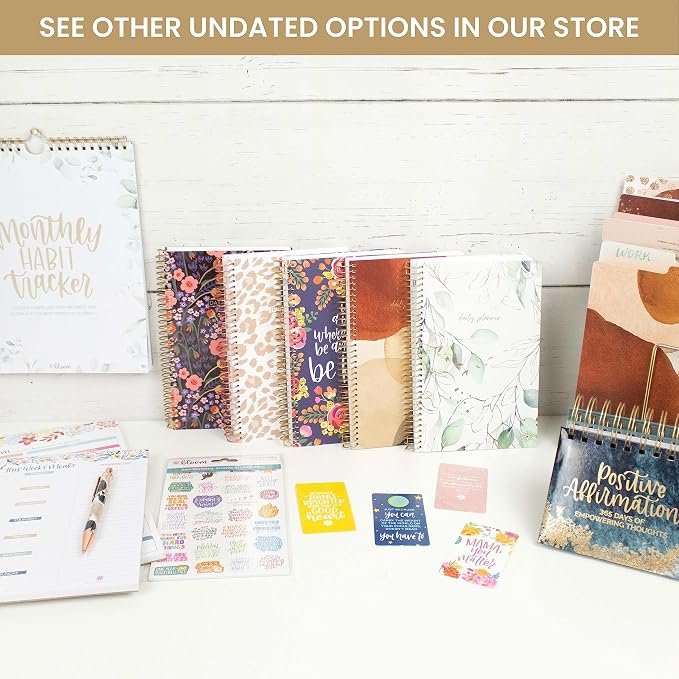 bloom daily planners UNDATED Weekly & Monthly Calendar Planner - Start Anytime To Do List Notebook - Flexible Cover, Task Organizer for Productivity (5.5” x 8.25”) January to December Agenda - Be Kind