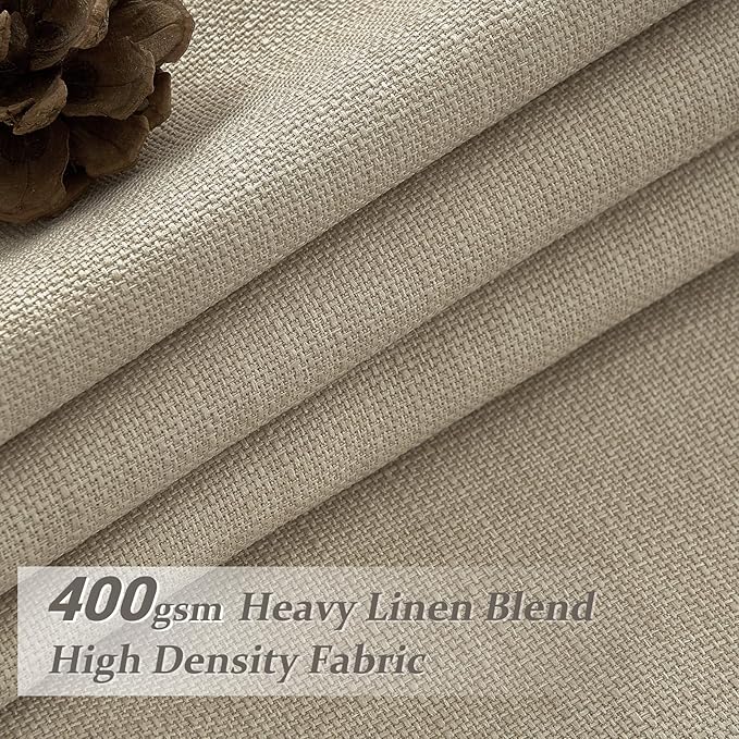 Blackout Memory Trained Pinch Pleated Linen Blend Two Layer Dining Room Curtains 95 Inches Long 2 Panels Set, Farmhouse Noise Cancelling Insulated Oatmeal 94-96 Inch Sliding Door Window Drapes 40Wx95L